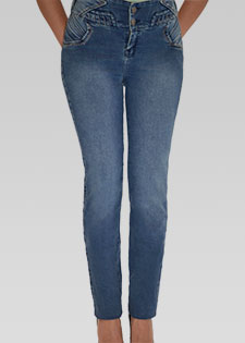 MID-RISE STRAIGHT LEG JEANS WITH WAISTBAND DETAIL