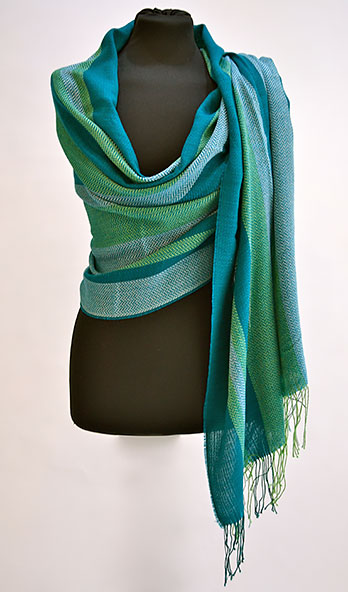 Green - Blue Stripe Shawl