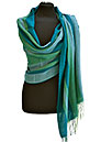 Green - Blue Stripe Shawl