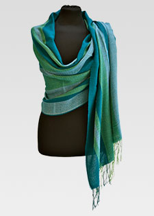 GREEN - BLUE STRIPE SHAWL