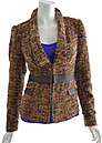 Chocolate Tweed Jacket with Leather Look Details