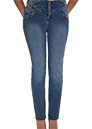 MID-RISE STRAIGHT LEG JEANS WITH WAISTBAND DETAIL
